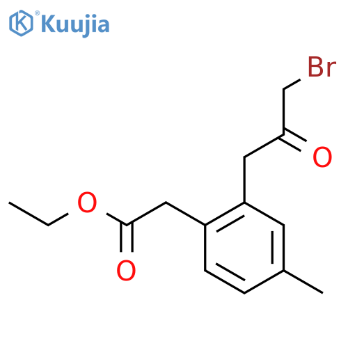 Ethyl 2-(3-bromo-2-oxopropyl)-4-methylphenylacetate structure