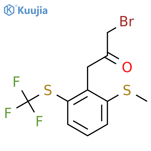 1-Bromo-3-(2-(methylthio)-6-(trifluoromethylthio)phenyl)propan-2-one structure
