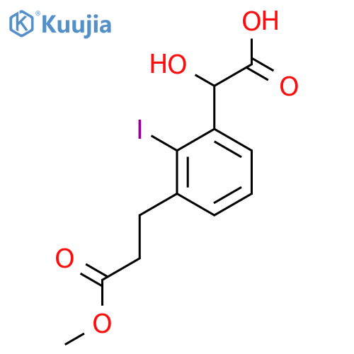2-Iodo-3-(3-methoxy-3-oxopropyl)mandelic acid structure