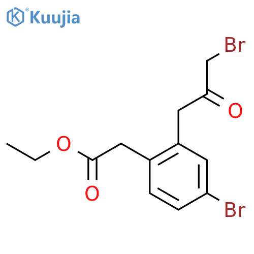 Ethyl 4-bromo-2-(3-bromo-2-oxopropyl)phenylacetate structure