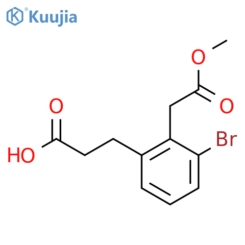 Methyl 2-bromo-6-(2-carboxyethyl)phenylacetate structure