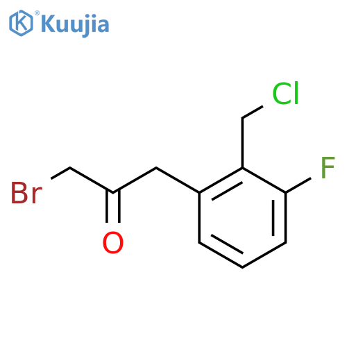1-Bromo-3-(2-(chloromethyl)-3-fluorophenyl)propan-2-one structure