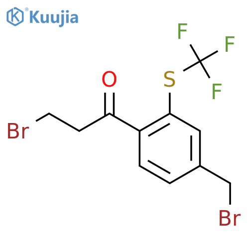 3-Bromo-1-(4-(bromomethyl)-2-(trifluoromethylthio)phenyl)propan-1-one structure