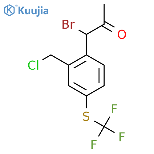 1-Bromo-1-(2-(chloromethyl)-4-(trifluoromethylthio)phenyl)propan-2-one structure