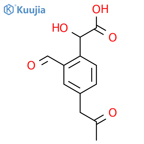 2-Formyl-4-(2-oxopropyl)mandelic acid structure