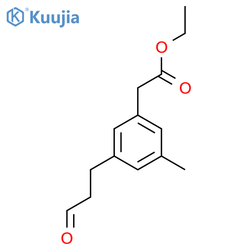 Ethyl 3-methyl-5-(3-oxopropyl)phenylacetate structure
