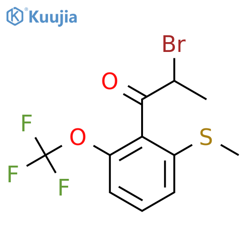 2-Bromo-1-(2-(methylthio)-6-(trifluoromethoxy)phenyl)propan-1-one structure