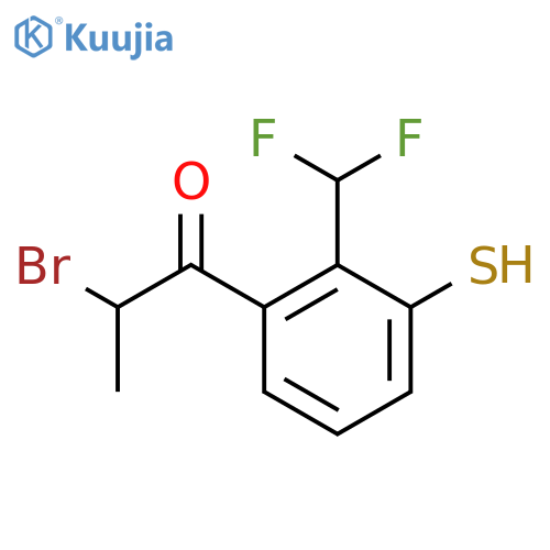 2-Bromo-1-(2-(difluoromethyl)-3-mercaptophenyl)propan-1-one structure