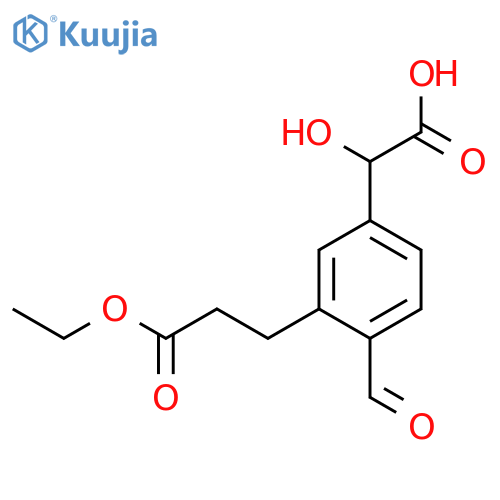 3-(3-Ethoxy-3-oxopropyl)-4-formylmandelic acid structure