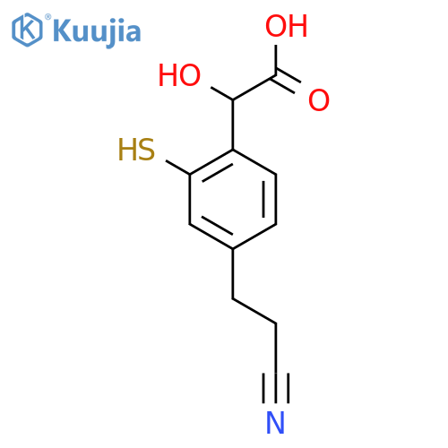 4-(2-Cyanoethyl)-2-mercaptomandelic acid structure