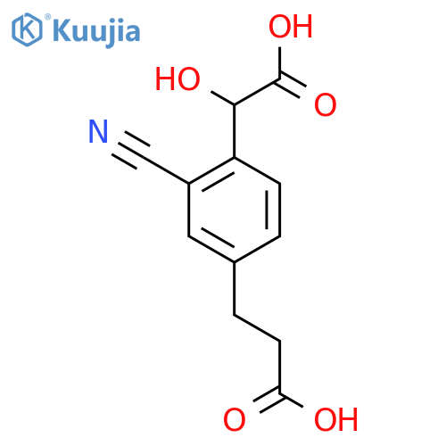 4-(2-Carboxyethyl)-2-cyanomandelic acid structure