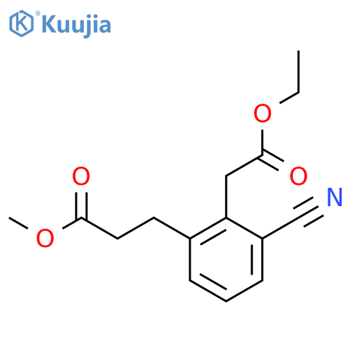 Ethyl 2-cyano-6-(3-methoxy-3-oxopropyl)phenylacetate structure