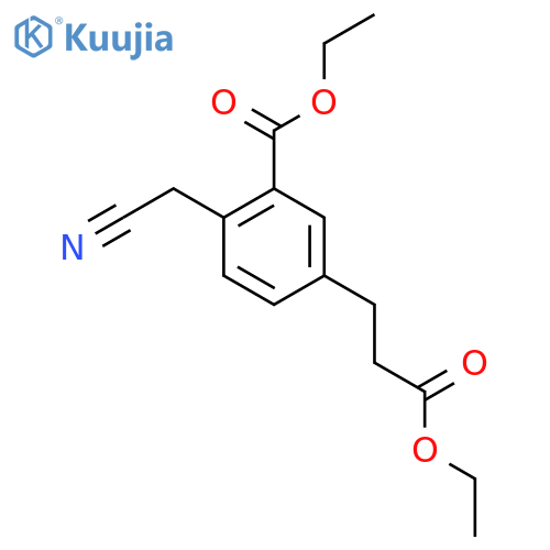 Ethyl 2-(cyanomethyl)-5-(3-ethoxy-3-oxopropyl)benzoate structure