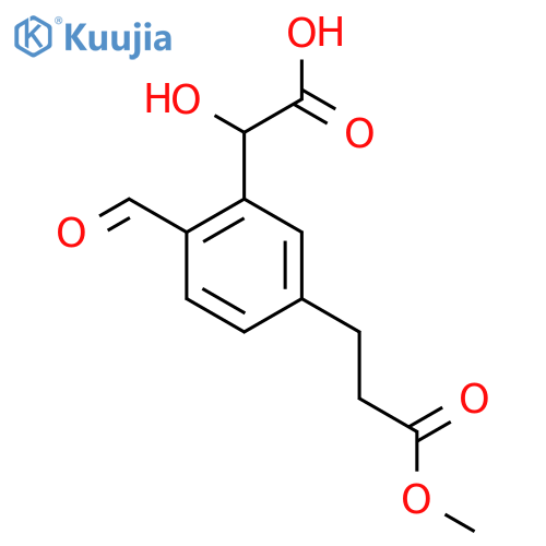 2-Formyl-5-(3-methoxy-3-oxopropyl)mandelic acid structure