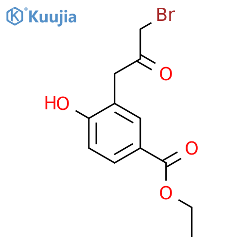 Ethyl 3-(3-bromo-2-oxopropyl)-4-hydroxybenzoate structure