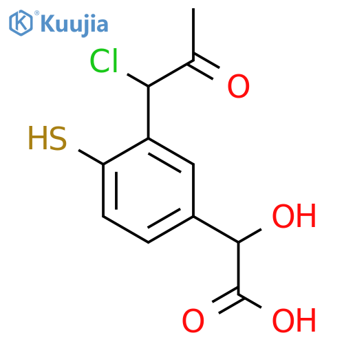 3-(1-Chloro-2-oxopropyl)-4-mercaptomandelic acid structure