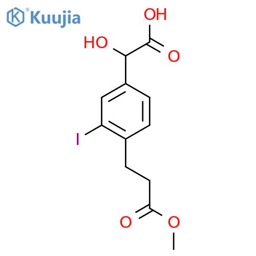 3-Iodo-4-(3-methoxy-3-oxopropyl)mandelic acid structure