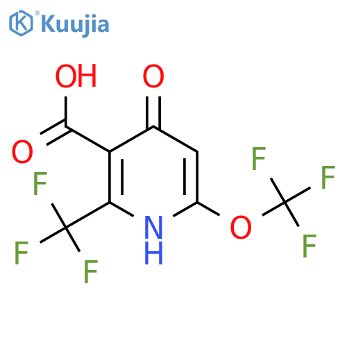 4-Hydroxy-6-(trifluoromethoxy)-2-(trifluoromethyl)pyridine-3-carboxylic acid structure