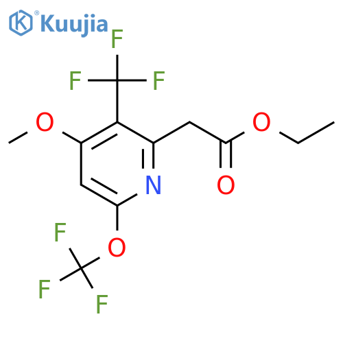 Ethyl 4-methoxy-6-(trifluoromethoxy)-3-(trifluoromethyl)pyridine-2-acetate structure