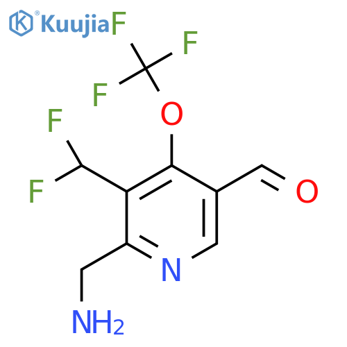 2-(Aminomethyl)-3-(difluoromethyl)-4-(trifluoromethoxy)pyridine-5-carboxaldehyde structure