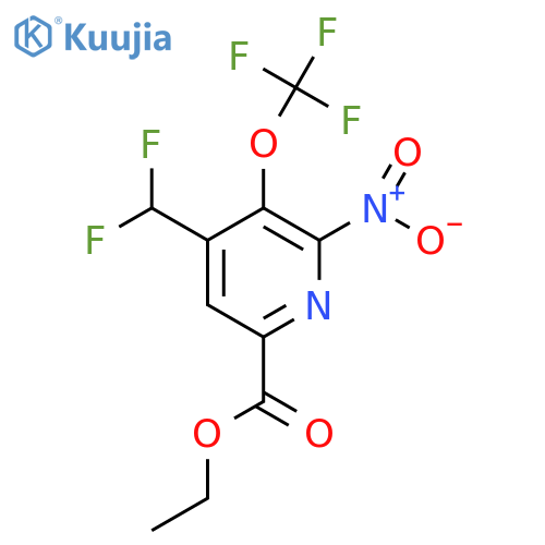 Ethyl 4-(difluoromethyl)-2-nitro-3-(trifluoromethoxy)pyridine-6-carboxylate structure