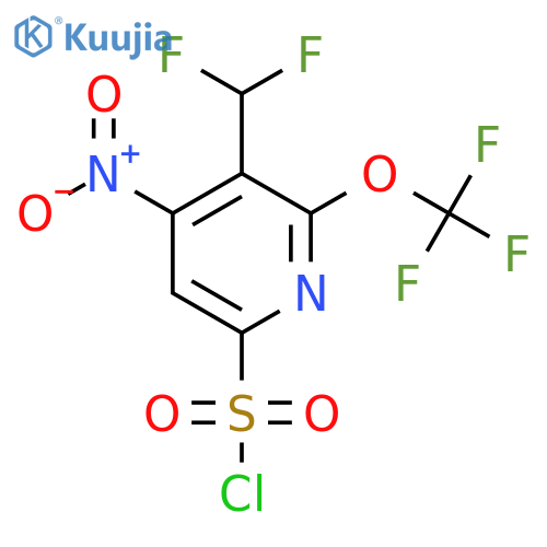 3-(Difluoromethyl)-4-nitro-2-(trifluoromethoxy)pyridine-6-sulfonyl chloride structure