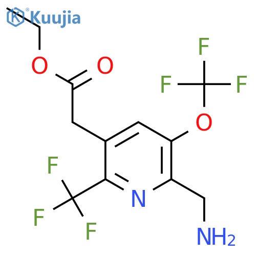 Ethyl 2-(aminomethyl)-3-(trifluoromethoxy)-6-(trifluoromethyl)pyridine-5-acetate structure