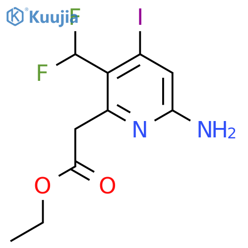 Ethyl 6-amino-3-(difluoromethyl)-4-iodopyridine-2-acetate structure