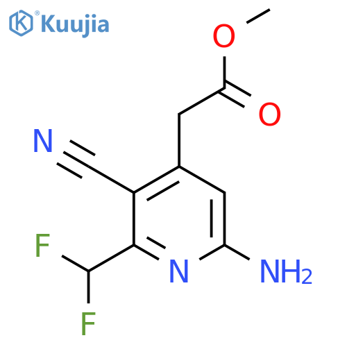Methyl 6-amino-3-cyano-2-(difluoromethyl)pyridine-4-acetate structure