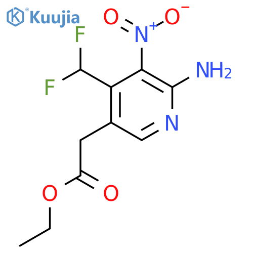 Ethyl 2-amino-4-(difluoromethyl)-3-nitropyridine-5-acetate structure