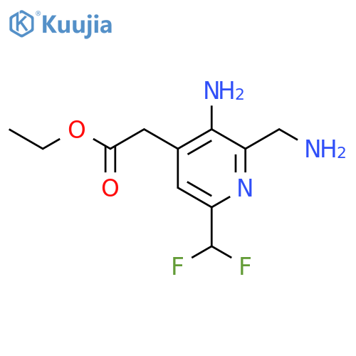 Ethyl 3-amino-2-(aminomethyl)-6-(difluoromethyl)pyridine-4-acetate structure