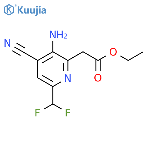Ethyl 3-amino-4-cyano-6-(difluoromethyl)pyridine-2-acetate structure