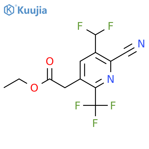 Ethyl 2-cyano-3-(difluoromethyl)-6-(trifluoromethyl)pyridine-5-acetate structure
