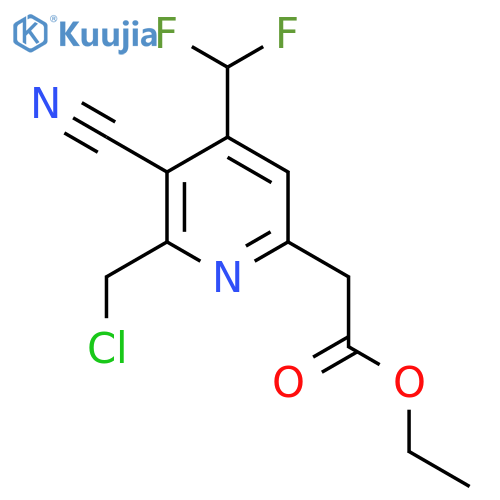 Ethyl 2-(chloromethyl)-3-cyano-4-(difluoromethyl)pyridine-6-acetate structure