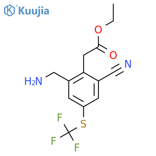 Ethyl 2-aminomethyl-6-cyano-4-(trifluoromethylthio)phenylacetate structure