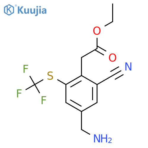 Ethyl 4-aminomethyl-2-cyano-6-(trifluoromethylthio)phenylacetate structure