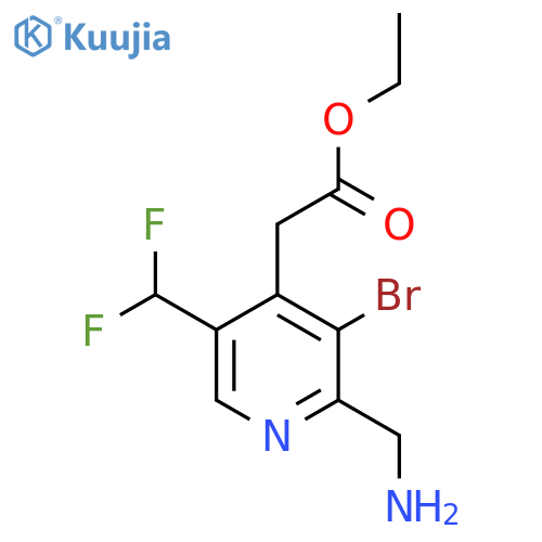 Ethyl 2-(aminomethyl)-3-bromo-5-(difluoromethyl)pyridine-4-acetate structure