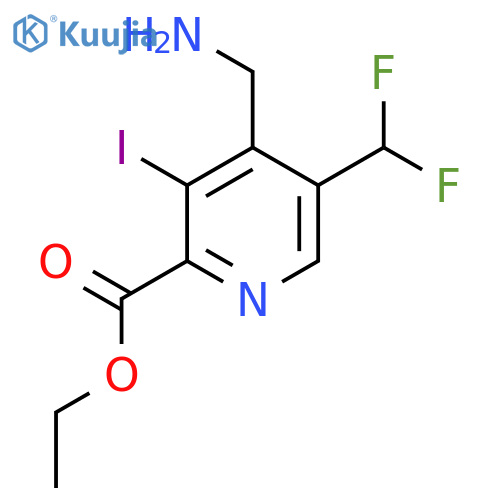 Ethyl 4-(aminomethyl)-5-(difluoromethyl)-3-iodopyridine-2-carboxylate structure