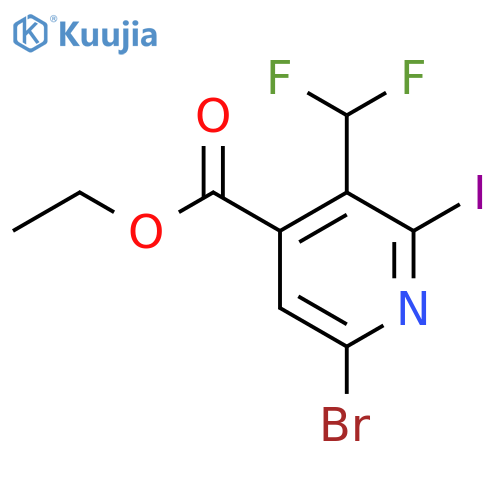 Ethyl 6-bromo-3-(difluoromethyl)-2-iodopyridine-4-carboxylate structure
