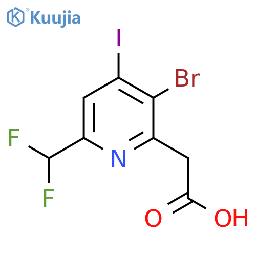 3-Bromo-6-(difluoromethyl)-4-iodopyridine-2-acetic acid structure