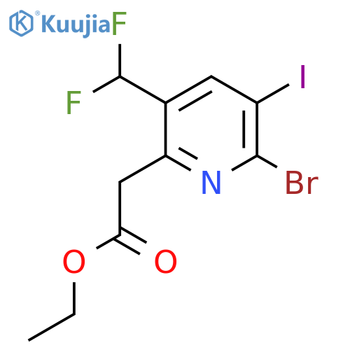 Ethyl 2-bromo-5-(difluoromethyl)-3-iodopyridine-6-acetate structure