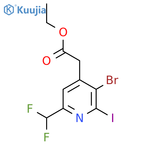 Ethyl 3-bromo-6-(difluoromethyl)-2-iodopyridine-4-acetate structure