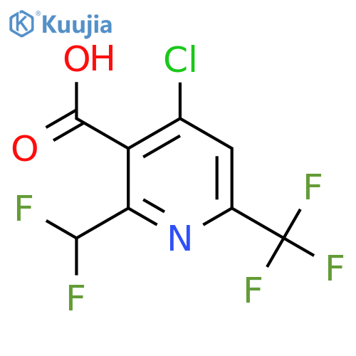 4-Chloro-2-(difluoromethyl)-6-(trifluoromethyl)pyridine-3-carboxylic acid structure