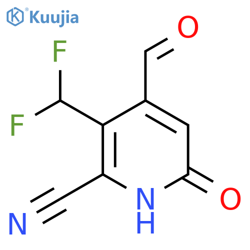 2-Cyano-3-(difluoromethyl)-6-hydroxypyridine-4-carboxaldehyde structure