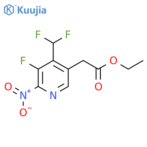 Ethyl 4-(difluoromethyl)-3-fluoro-2-nitropyridine-5-acetate structure