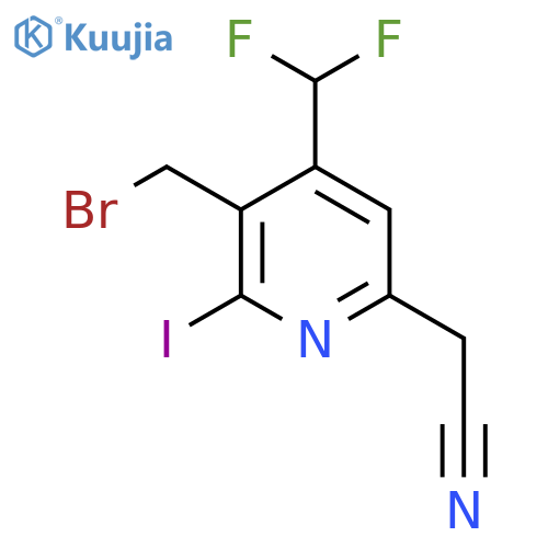 3-(Bromomethyl)-4-(difluoromethyl)-2-iodopyridine-6-acetonitrile structure