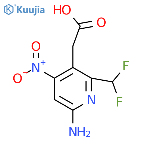 6-Amino-2-(difluoromethyl)-4-nitropyridine-3-acetic acid structure