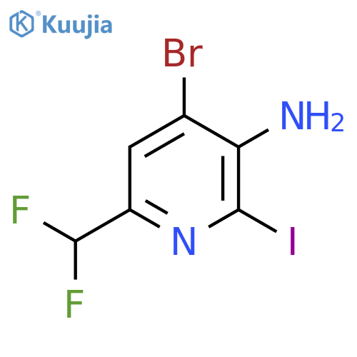 3-Amino-4-bromo-6-(difluoromethyl)-2-iodopyridine structure