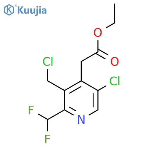 Ethyl 5-chloro-3-(chloromethyl)-2-(difluoromethyl)pyridine-4-acetate structure