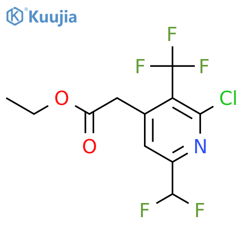 Ethyl 2-chloro-6-(difluoromethyl)-3-(trifluoromethyl)pyridine-4-acetate structure